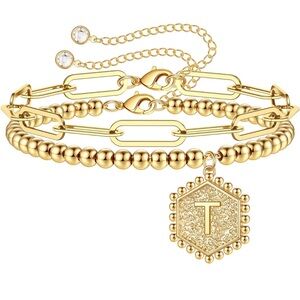DAINTY GOLD  INTIAL LETTER BRACELET | T | *NWT*